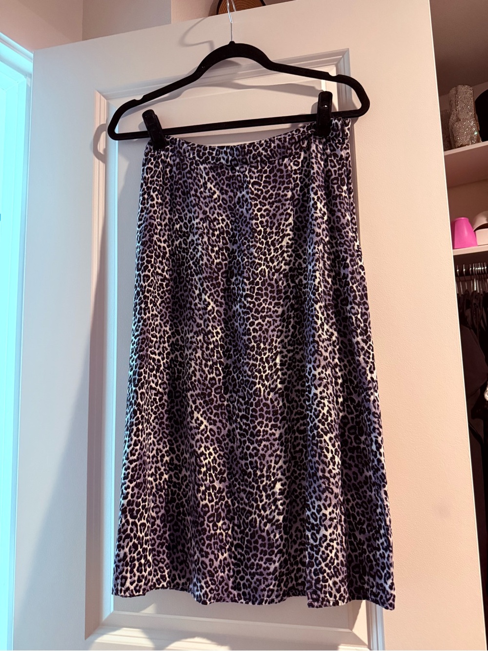 Motel Rocks Black Leopard Midi Skirt with slit